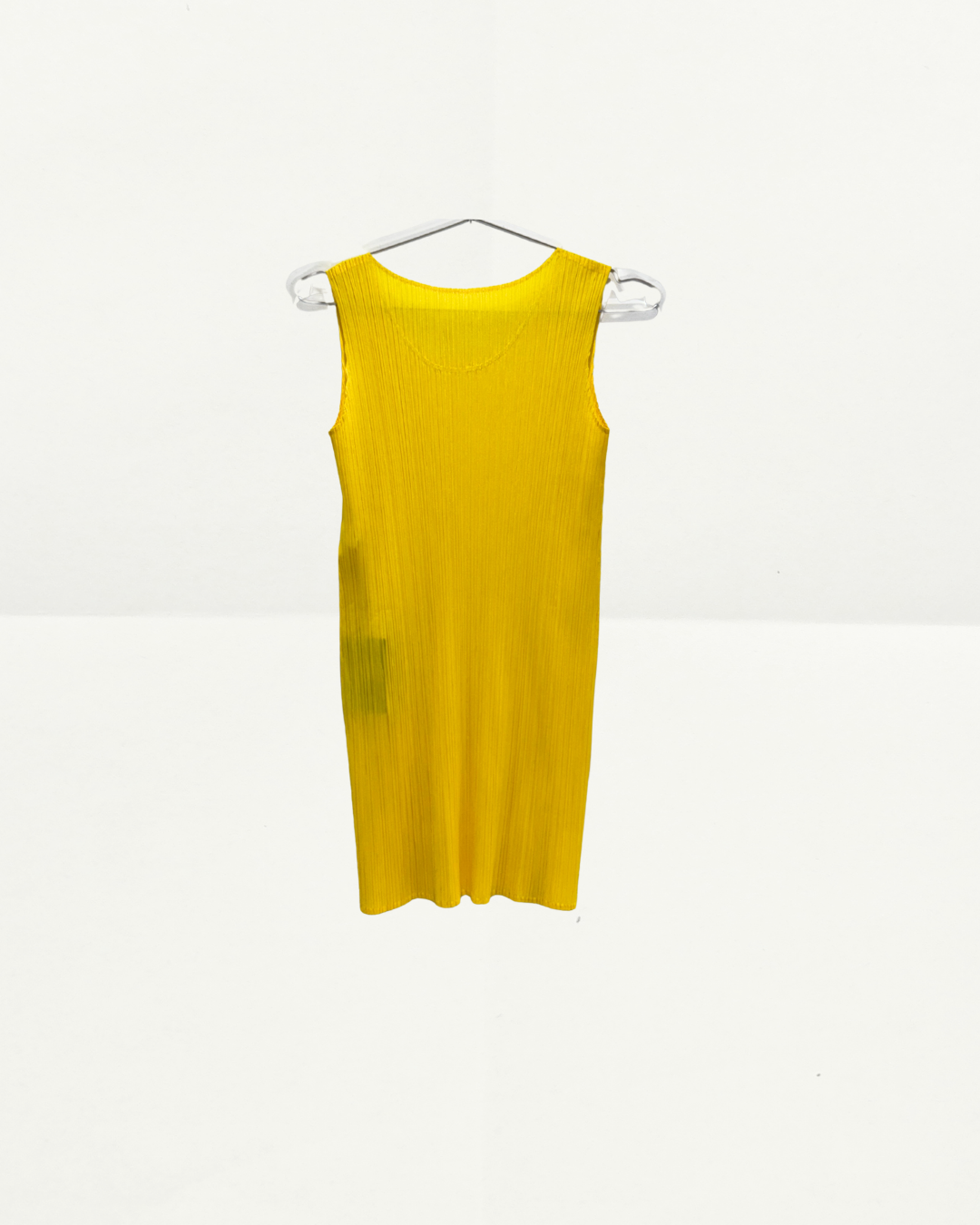 Pleats Please Sleeveless Midi Dress in Yellow