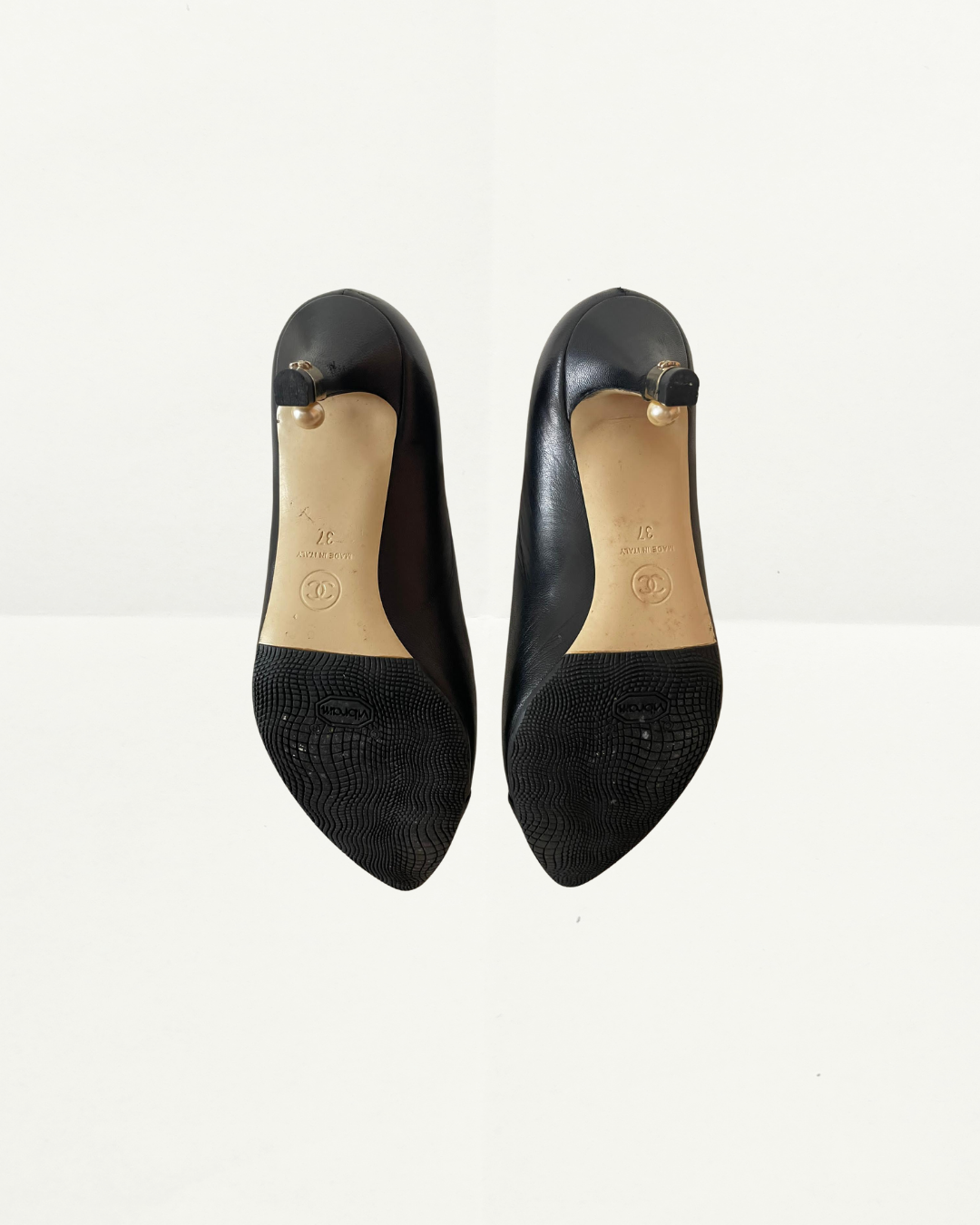 Chanel Black Heel with Pearl