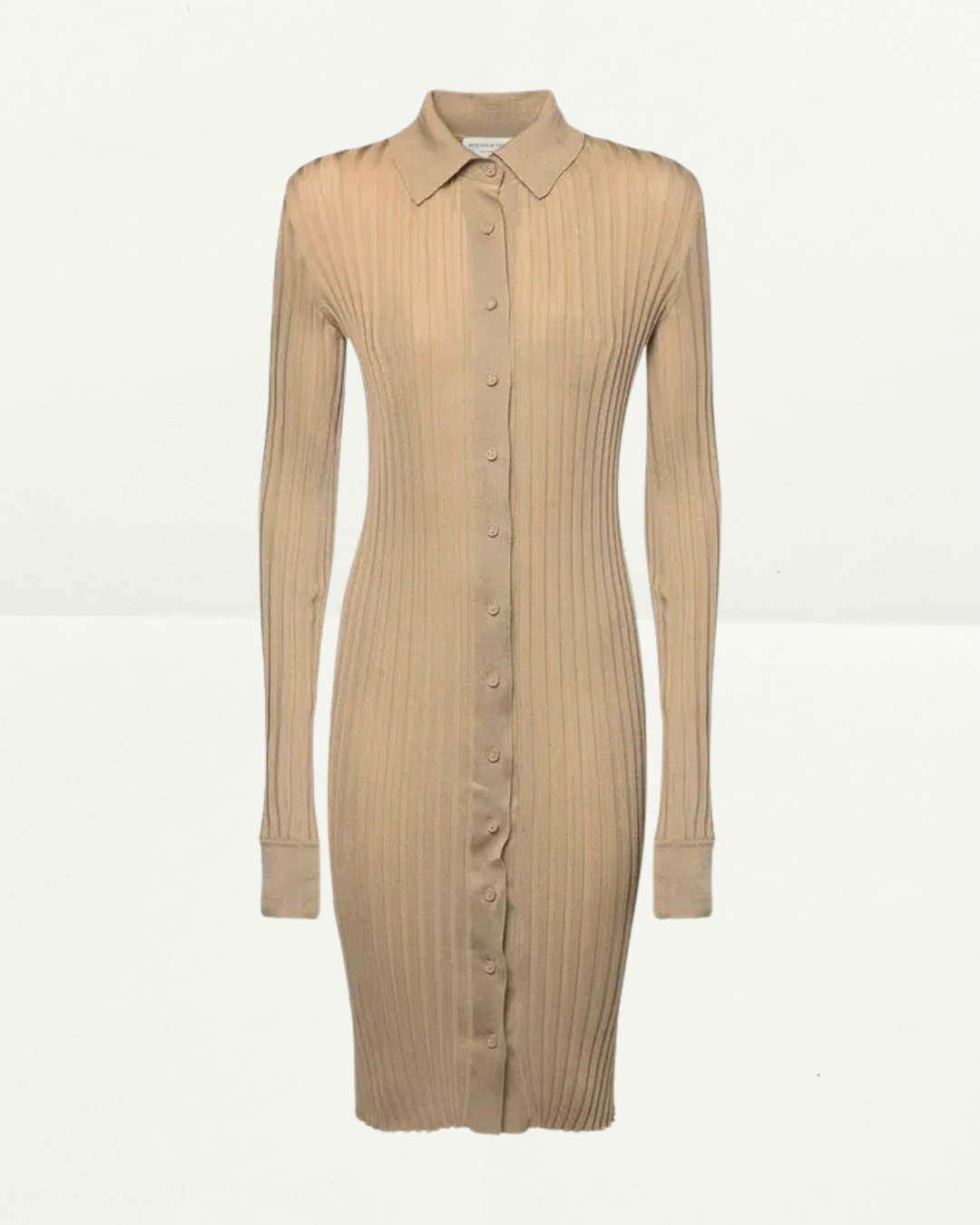 Bottega Veneta Ribbed Lightweight Silk Shirt Dress