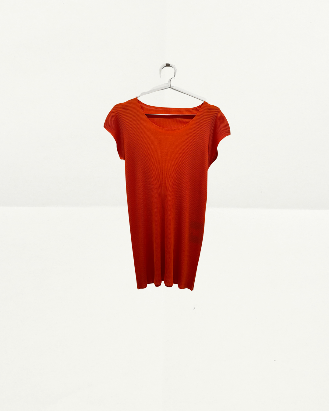 Pleats Please Issey Miyake Burnt Orange Cap Sleeve Dress