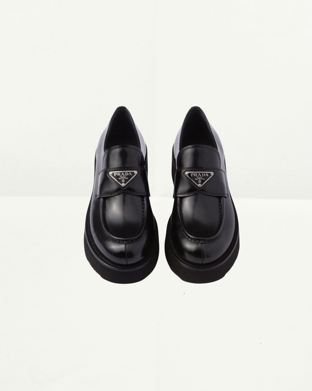 Prada Monolith Brushed Leather Loafers