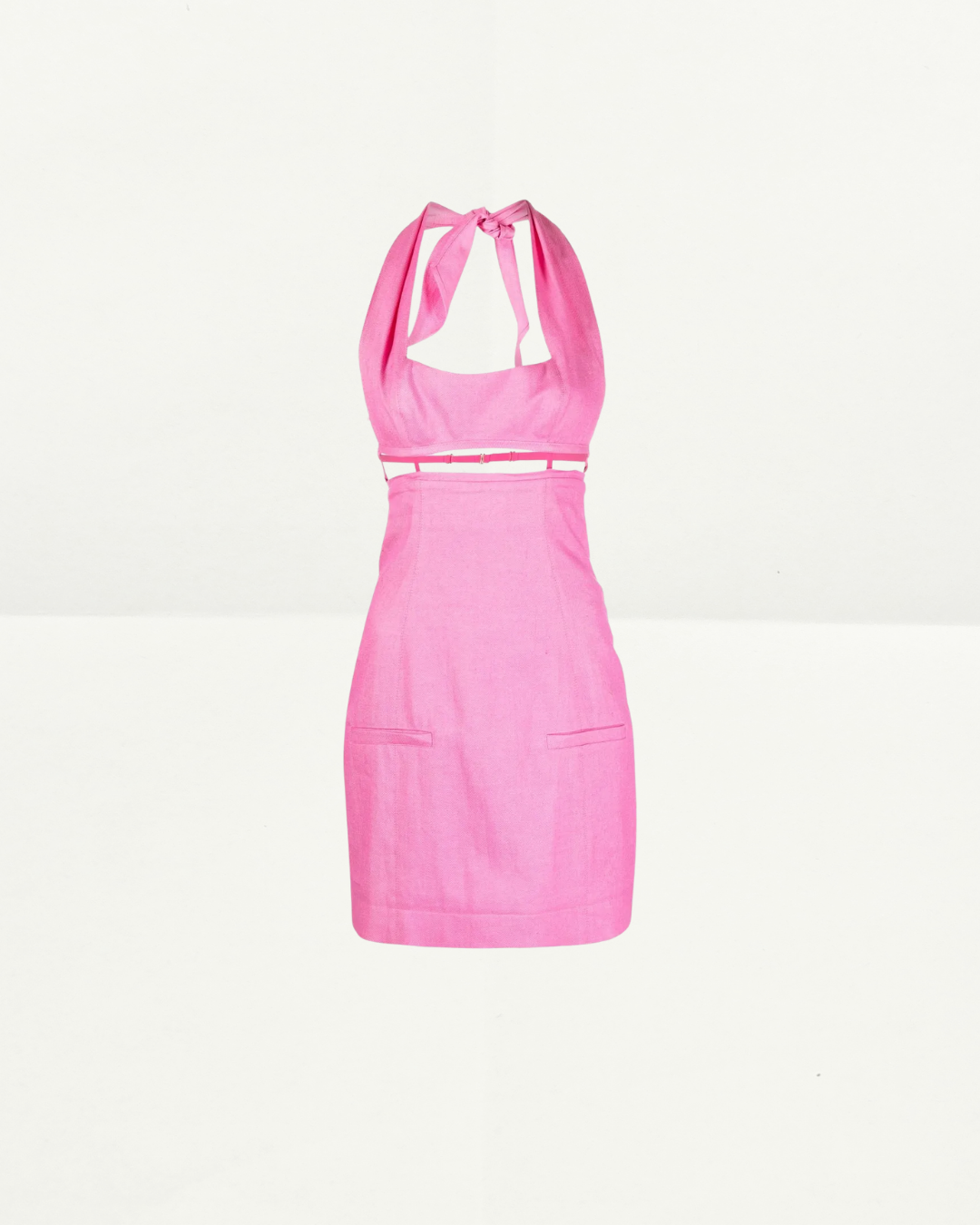 Jacquemus Pink Cutout Linen Mini Dress