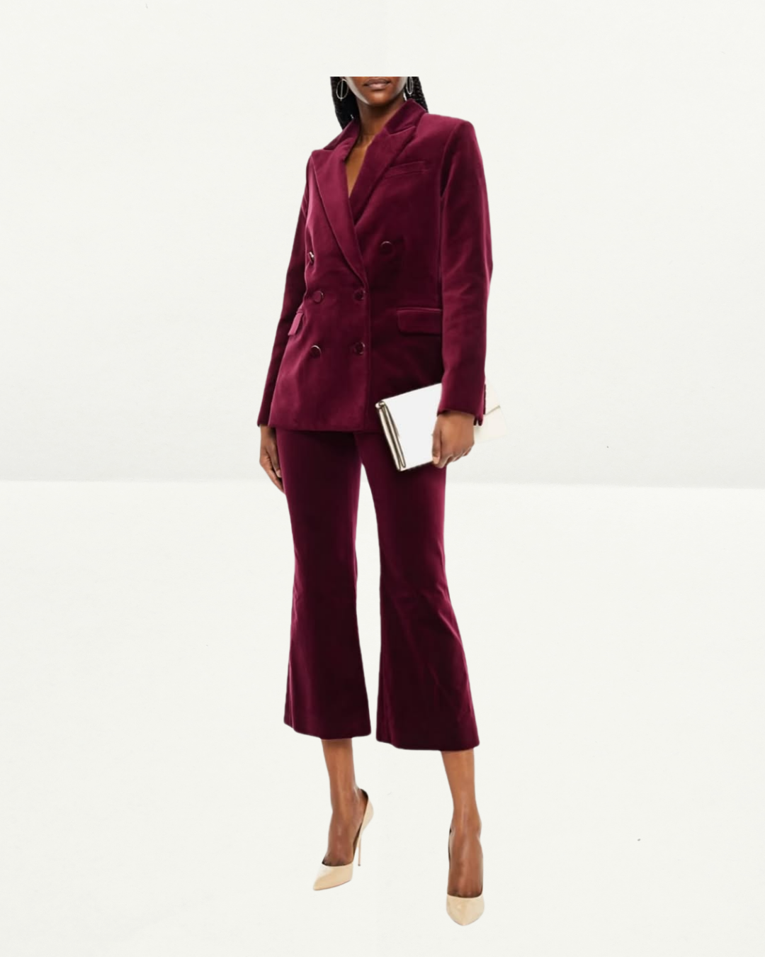 Women Zimmermann Velvet Flared Pants in Burgundy