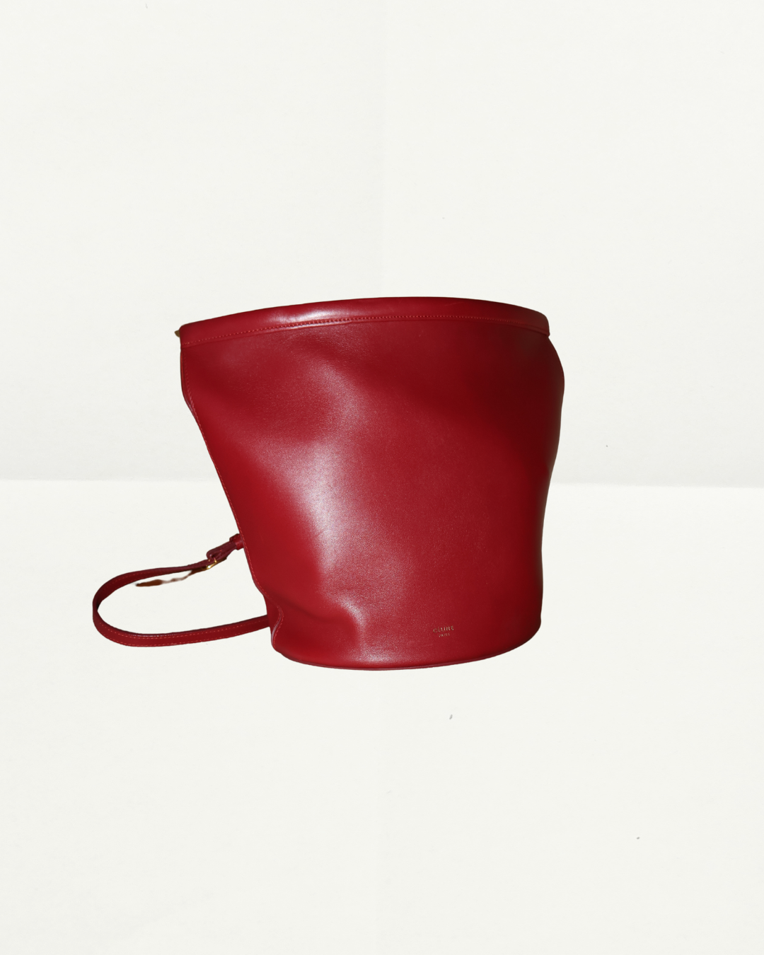 Celine Bucket Bag in Burgundy by Phoebe Philo