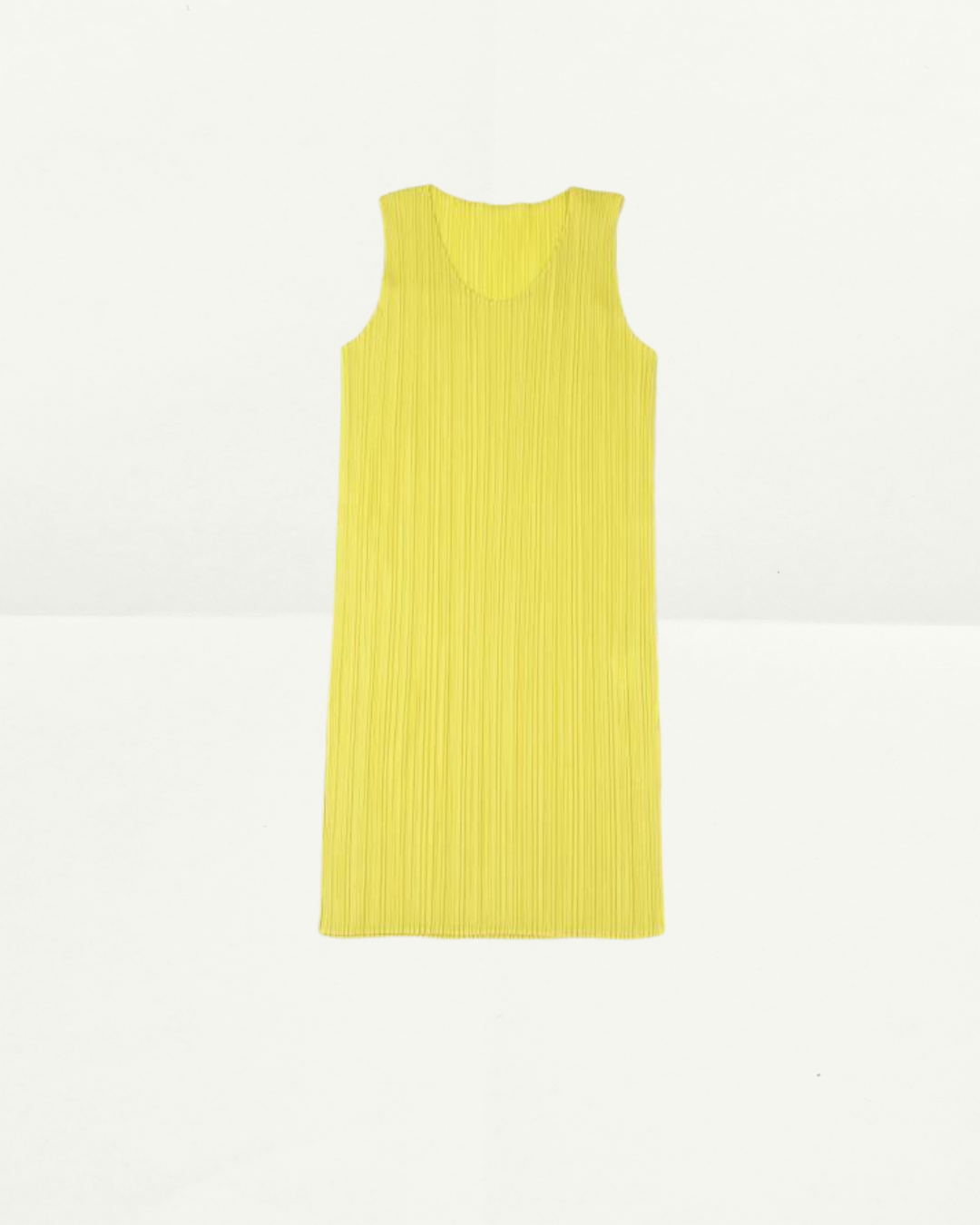 Pleats Please Sleeveless Midi Dress in Yellow