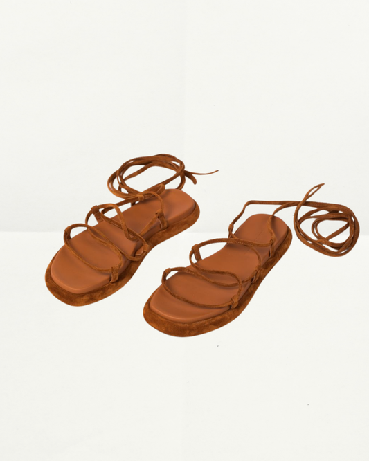 Khaite Alba Suede Ankle-Tie Gladiator Sandals