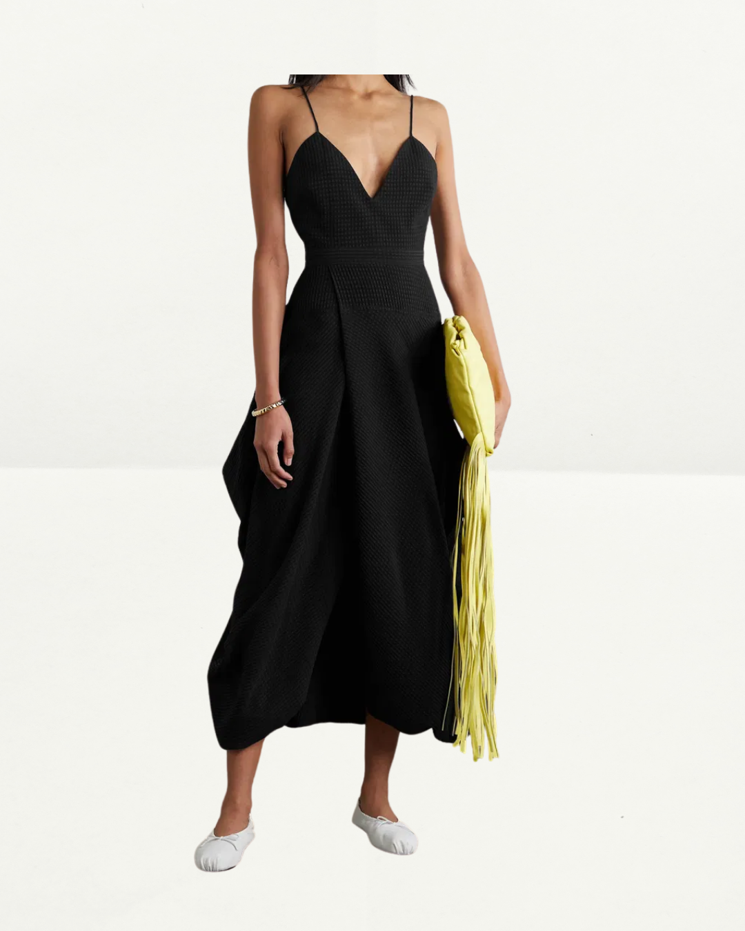 Stella McCartney Seersucker Drape Midi Dress