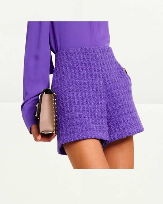 Valentino Tweed Rich Violet Shorts Pants