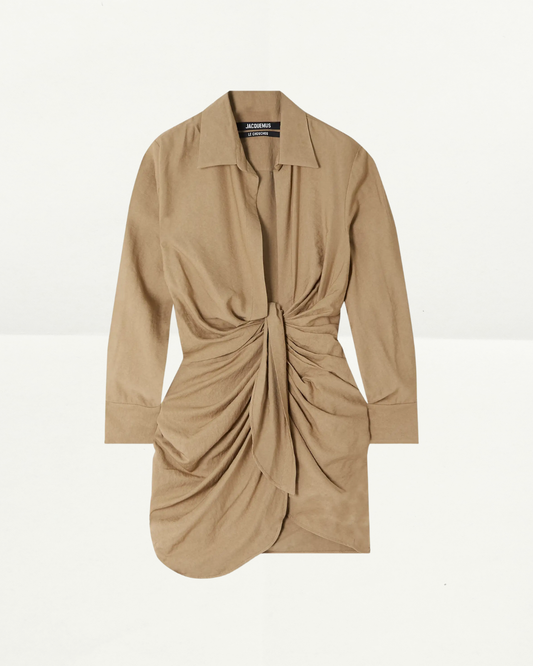 Jacquemus Draped Knotted Twill Mini Dress