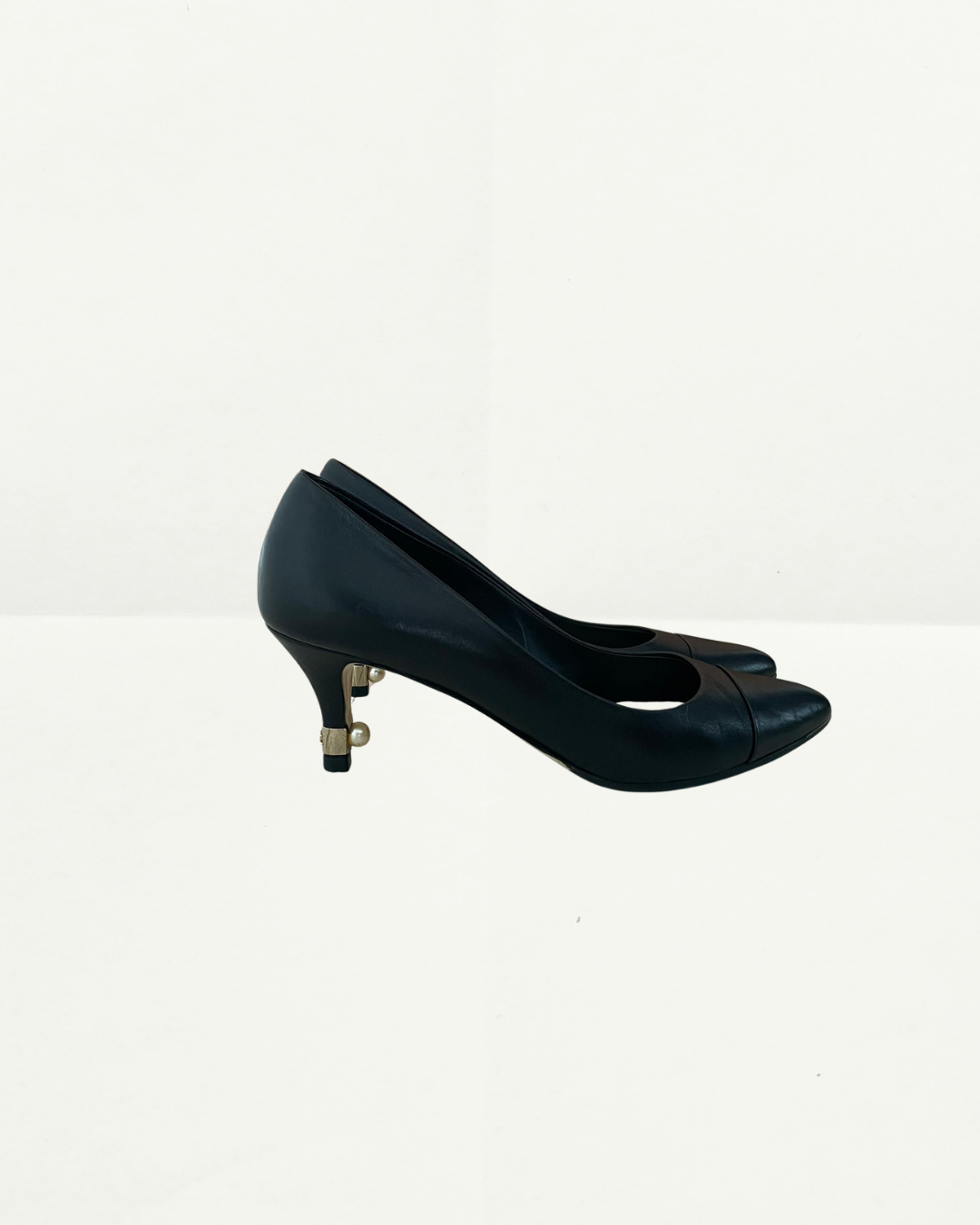 Chanel Black Heel with Pearl