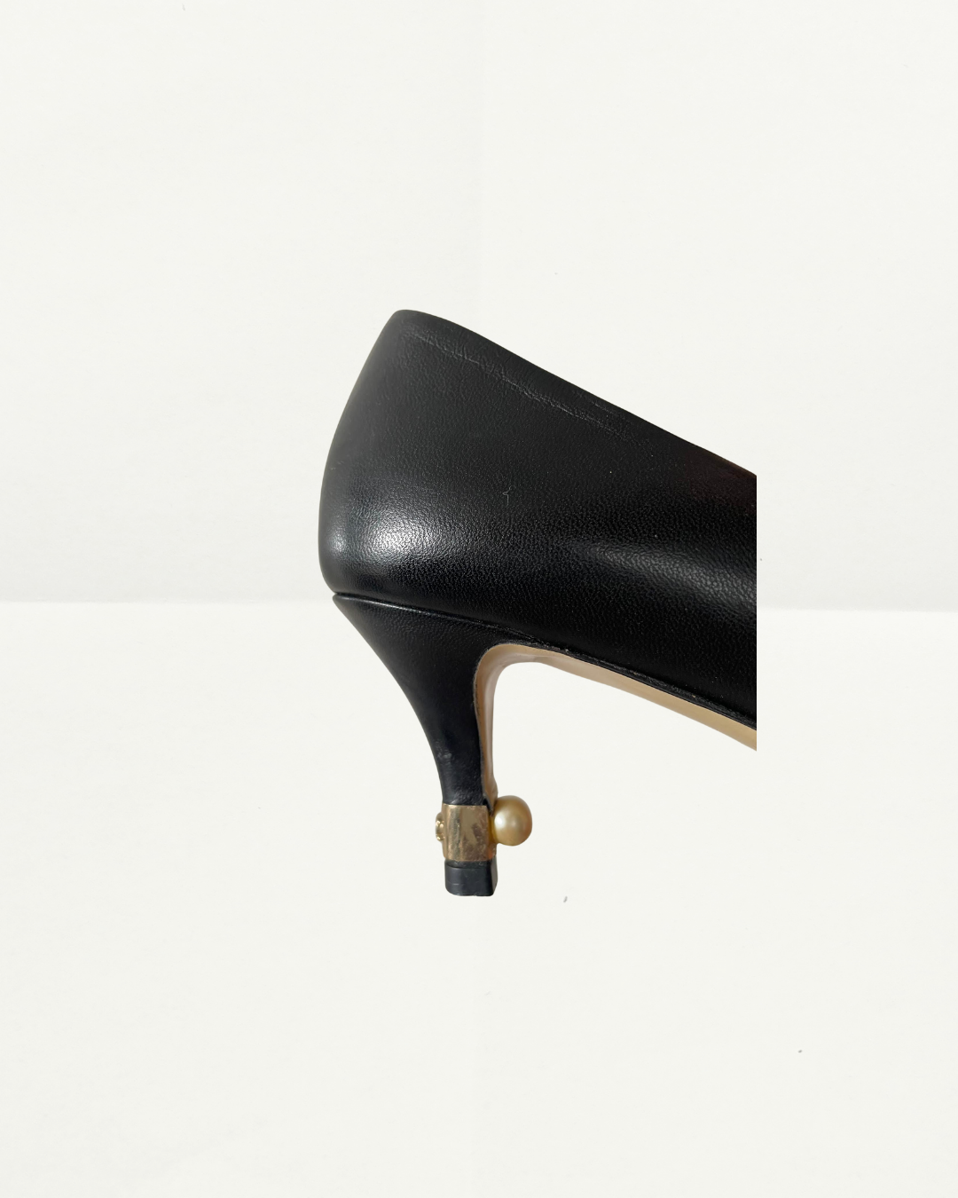 Chanel Black Heel with Pearl
