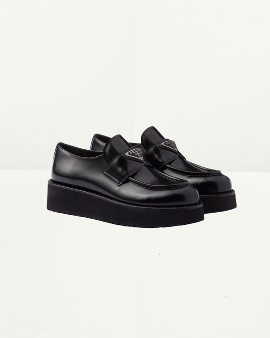 Prada Monolith Brushed Leather Loafers