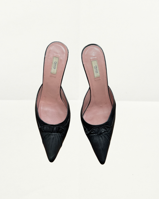 Black Leather Prada Mule