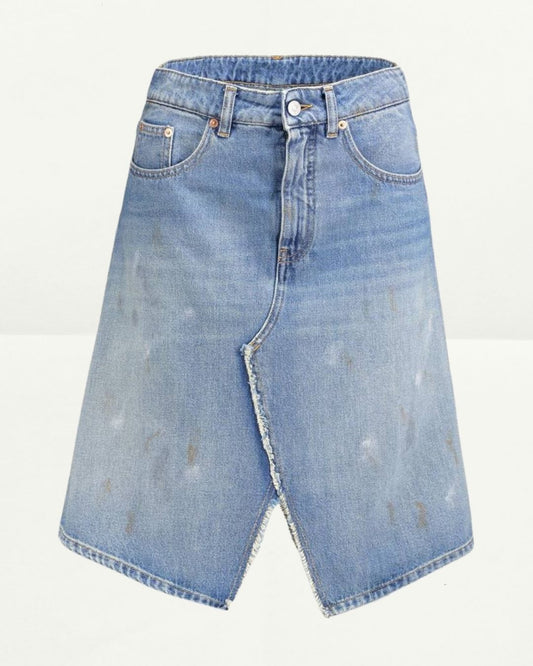 Distressed Denim Skirt