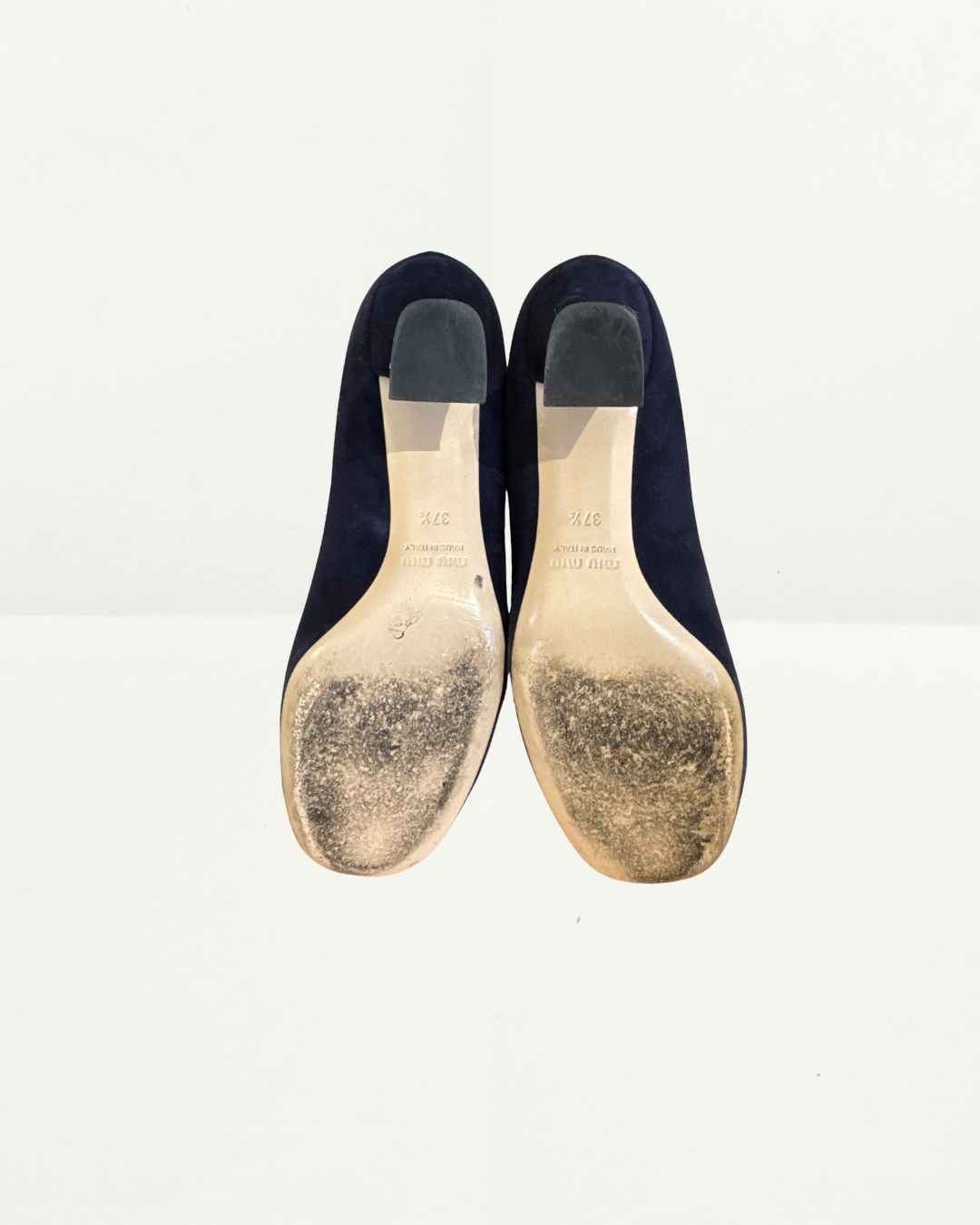 Miu Miu Navy Suede Crystal Heel Crystal Heel