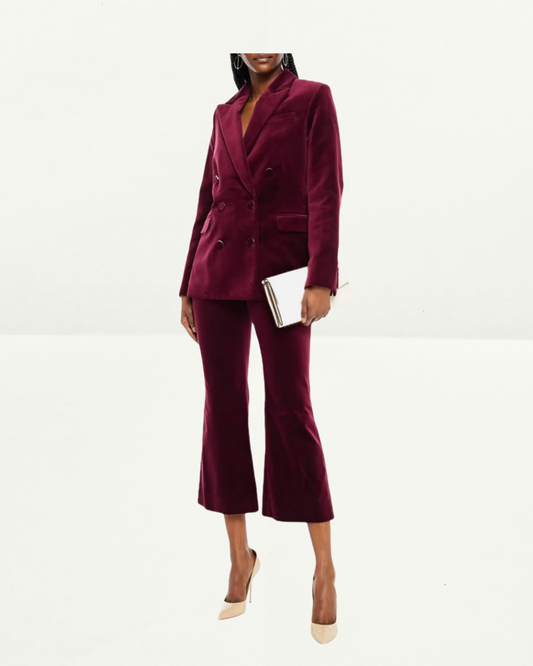 Women Zimmermann Velvet Flared Pants in Burgundy