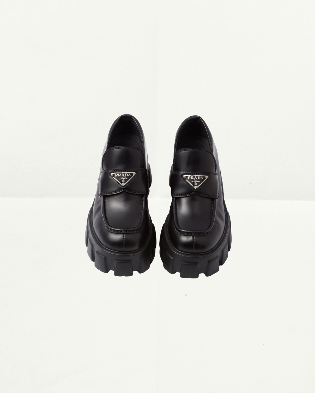 Prada Monolith Brushed Leather Loafers