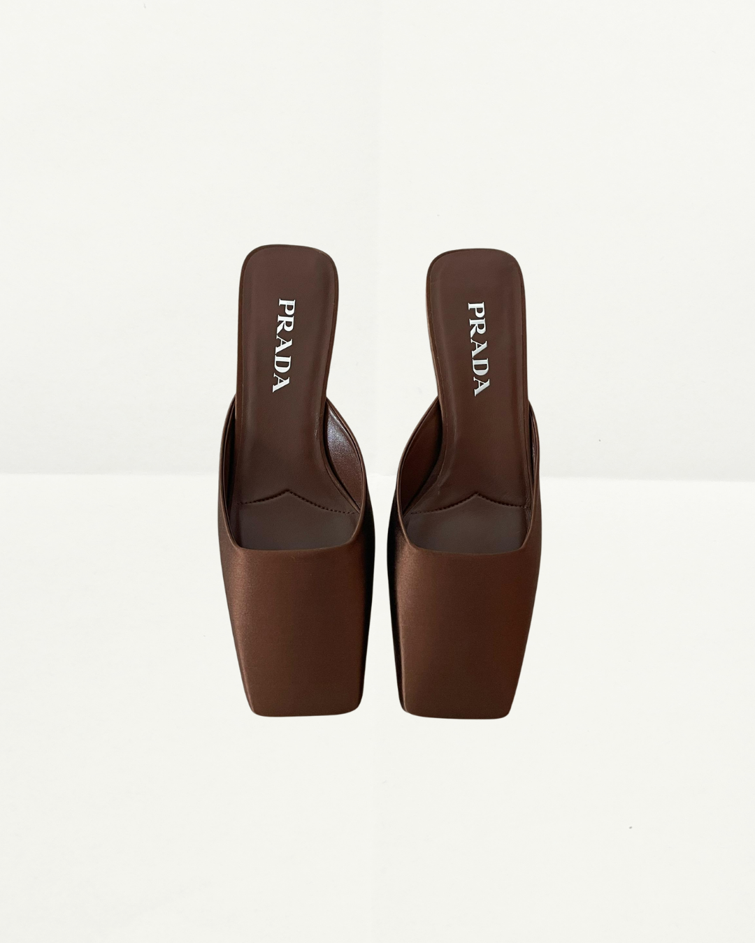 Prada Mules Satin Tobacco