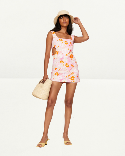 Maje Floral Side Cutout Dress