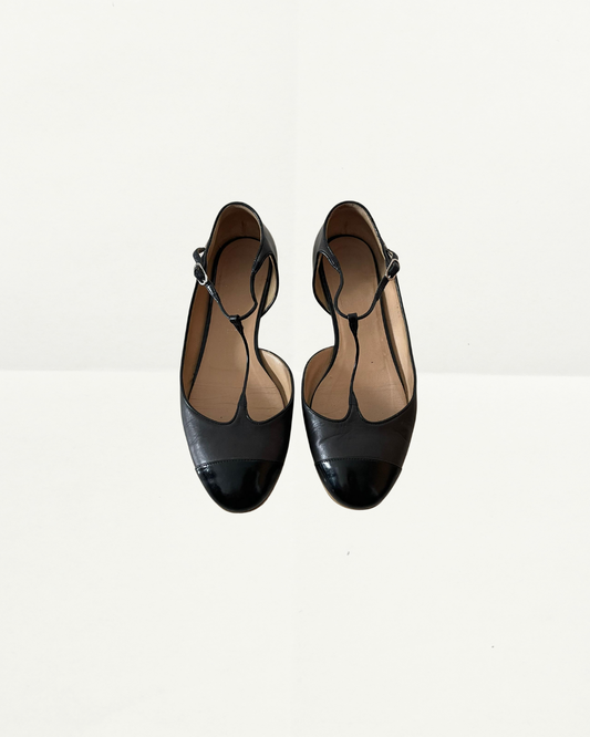 Chanel D'orsay T-strap Ballet Flats
