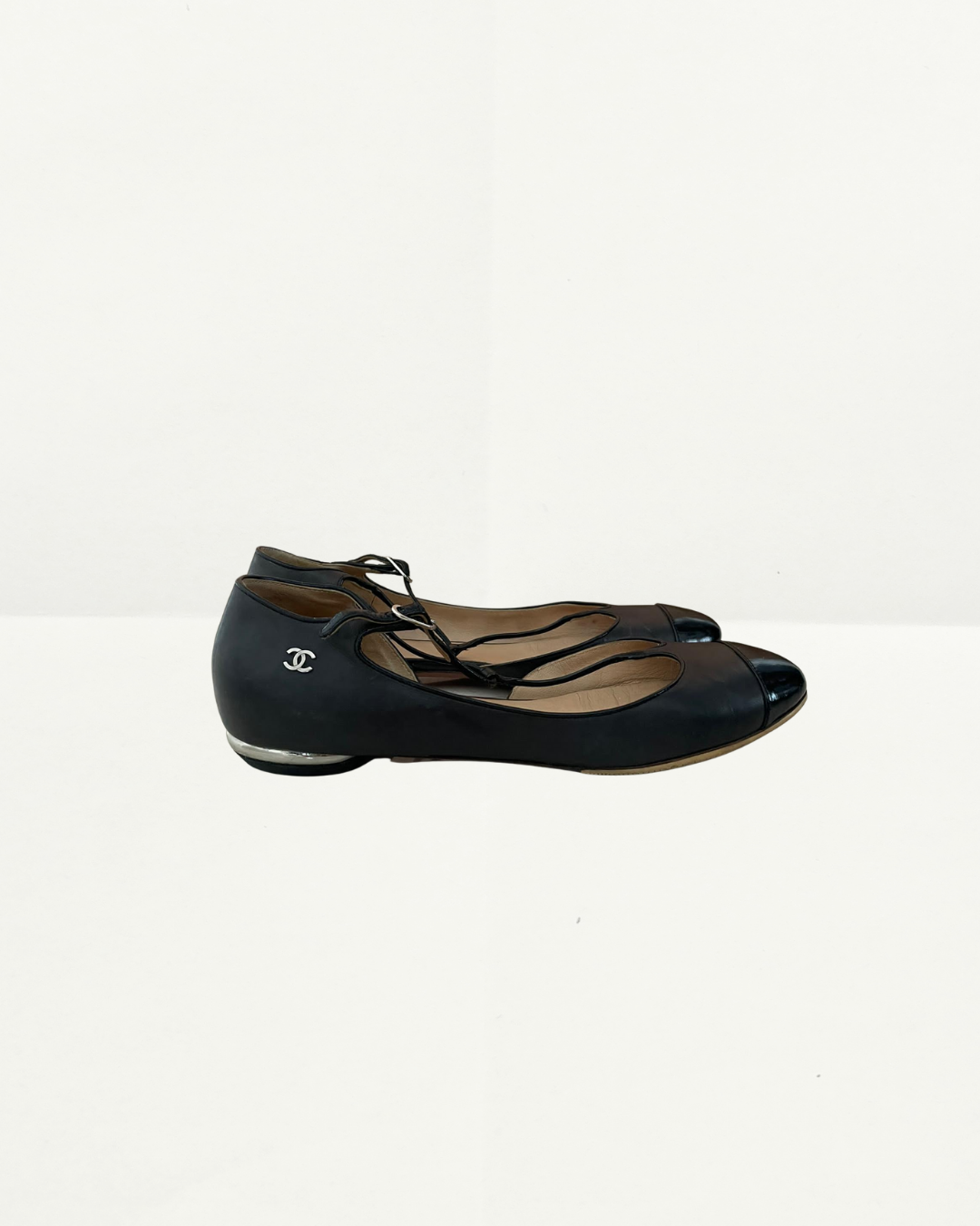 Chanel D'orsay T-strap Ballet Flats