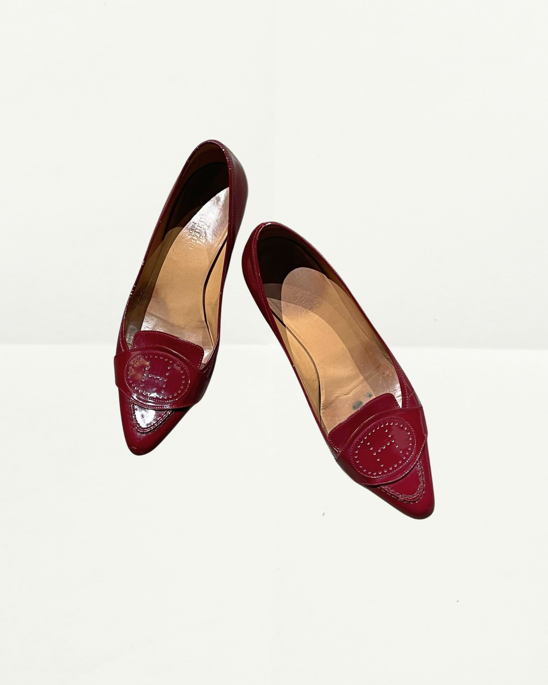 Hermes Shoes in Patent Burgundy Leather